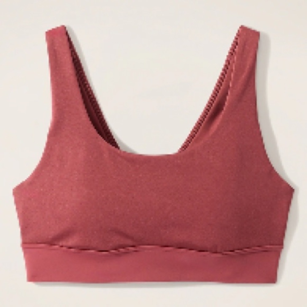 NWOT Athleta Breathe Longline Sports Bra A-C Red Rock Matte Sheen Small